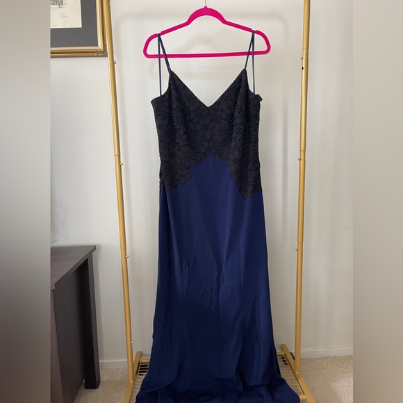 Ralph Lauren Navy Gown with Lace Detail - Picture 3 of 8